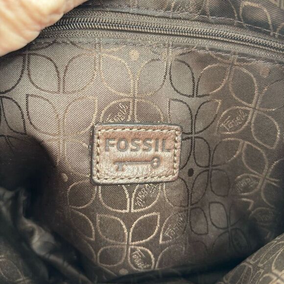 Fossil Crosstown Vintage Pebbled Leather Crossbody Bag Brown - Picture 6 of 14